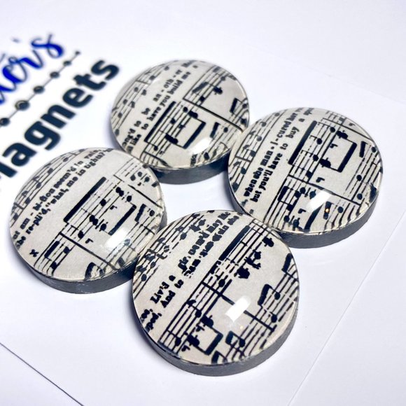 Set of 4 Magnets - Vintage Music Glass Refrigerator Kitchen Whiteboard - Picture 2 of 3